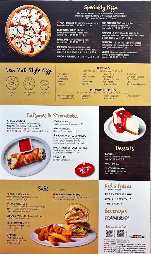 Tuscany NY Italian Restaurant & Pizzeria Menu image 1