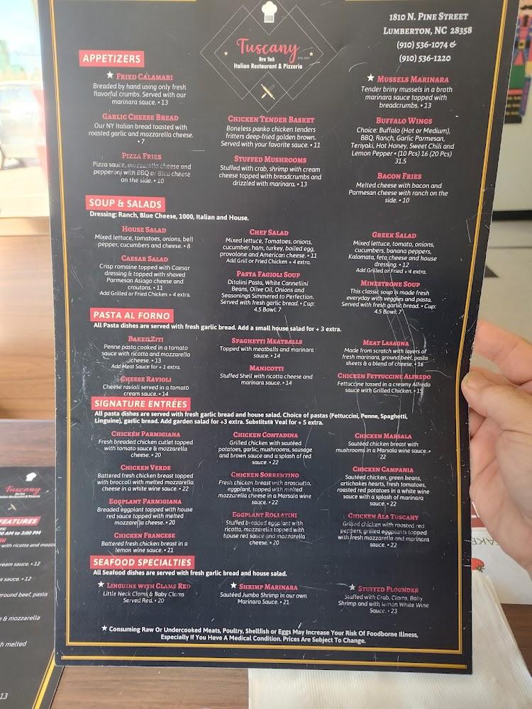 Tuscany NY Italian Restaurant & Pizzeria Menu image 3