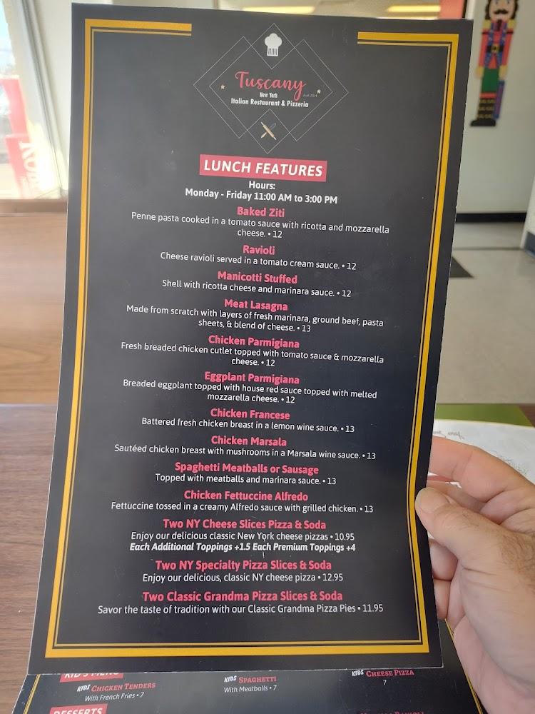 Tuscany NY Italian Restaurant & Pizzeria Menu image 4